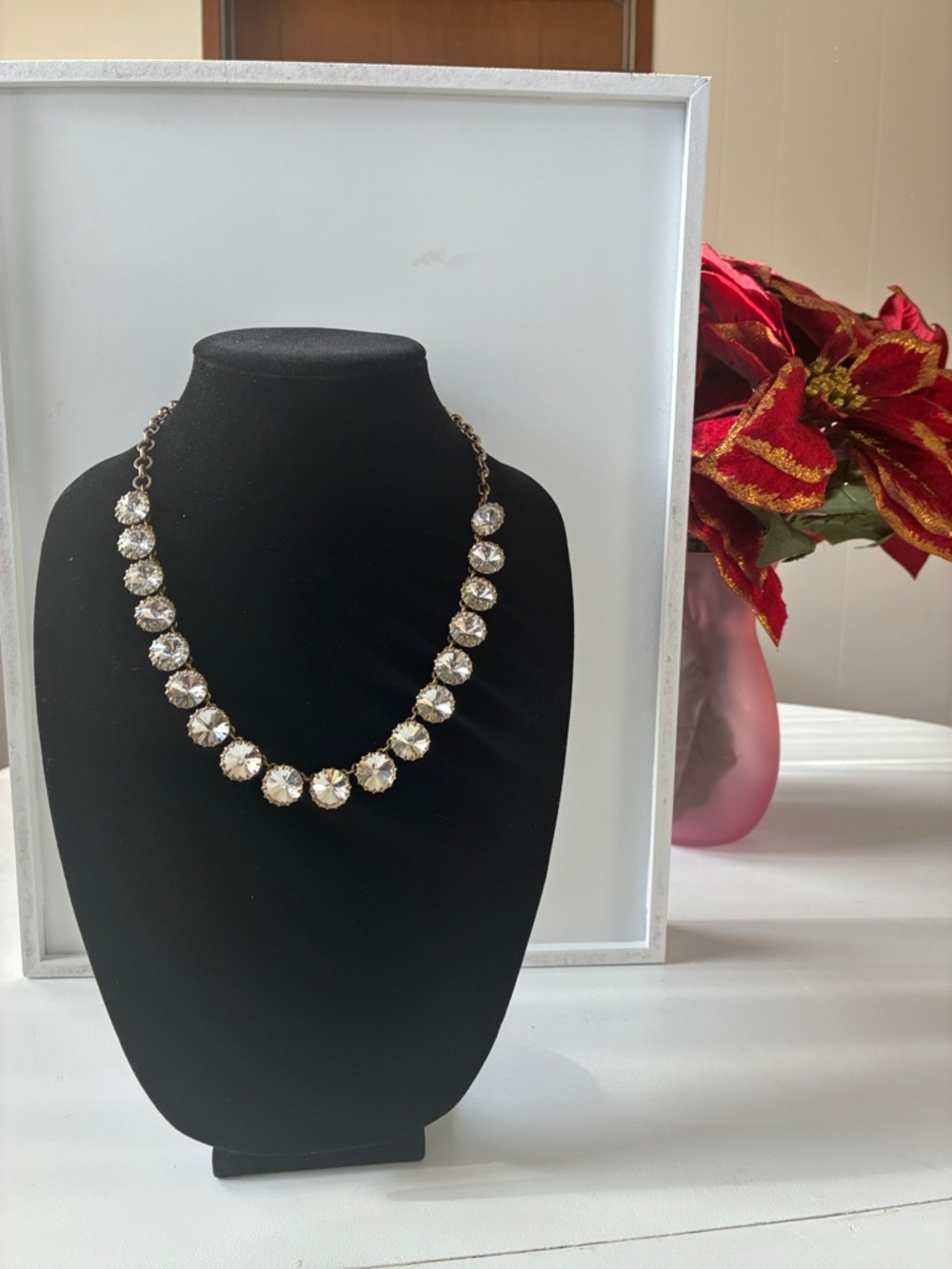 Crystal Statement Necklace in Clear/Gold